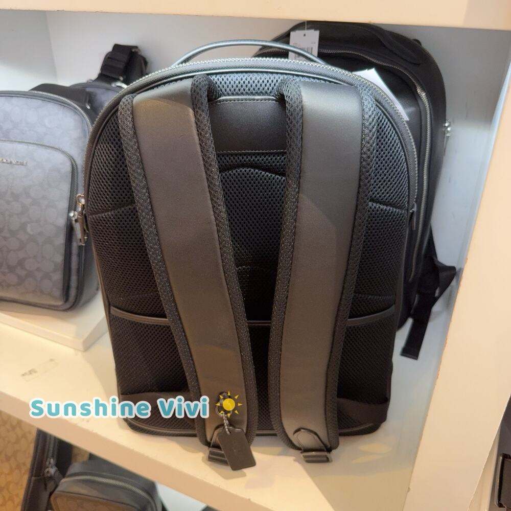 NWT Coach Men’s Ethan Backpack In Signature Canvas Charcoal/Black CV919 - Picture 5 of 9